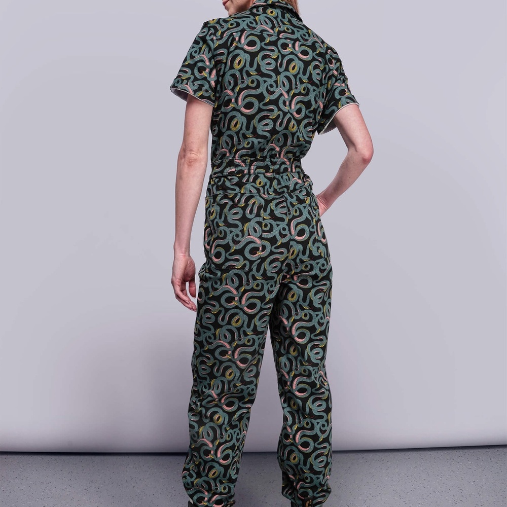Wildfang Multicolor Patterned Jumpsuit / High Waisted Coverall / Small / Regular - Picture 2 of 10